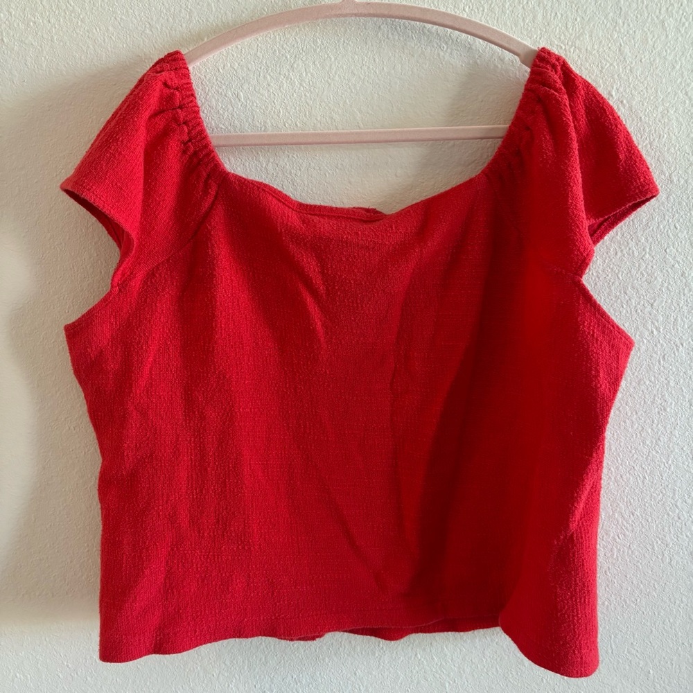 Madewell Texture & Thread Red Button Down Blouse … - image 5